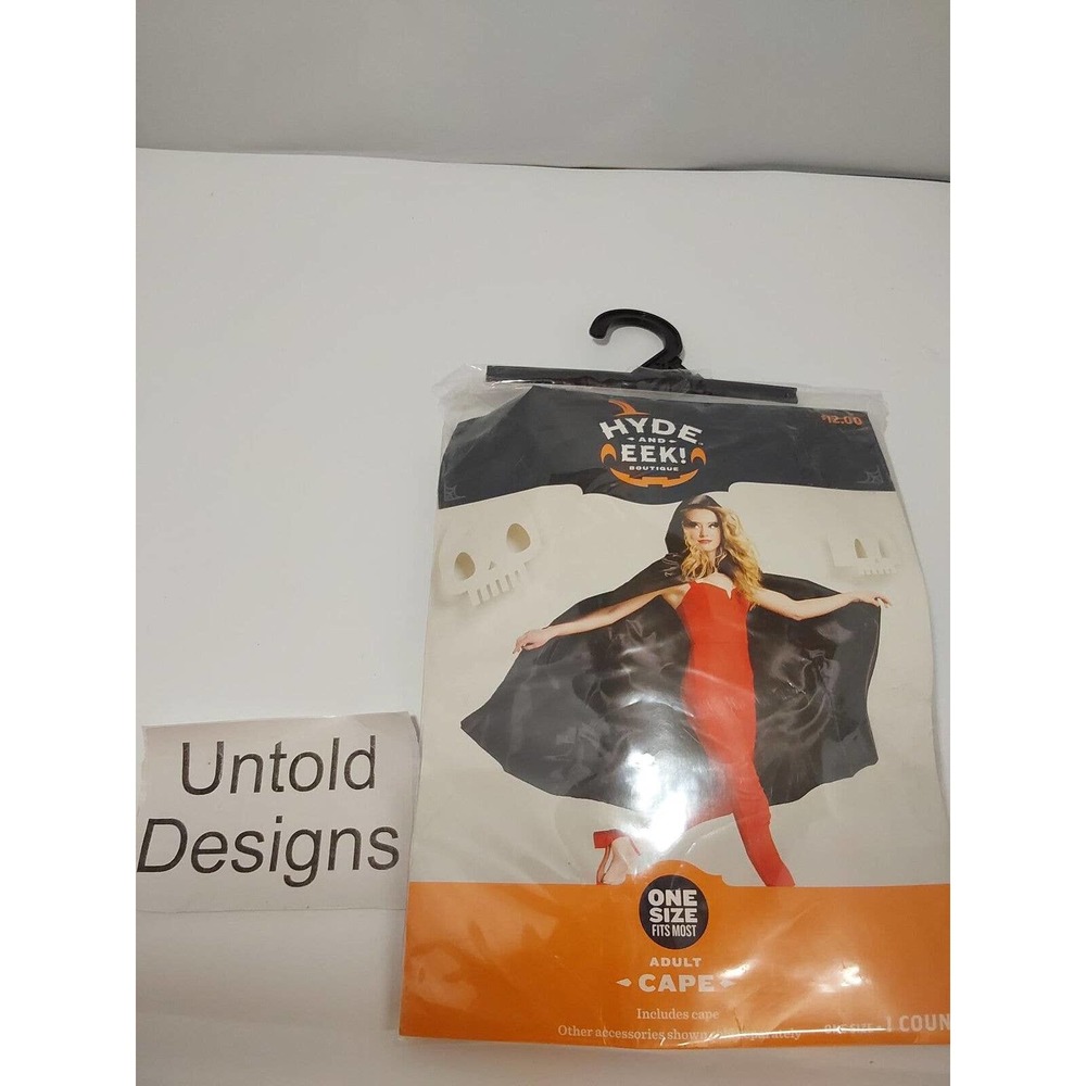 Adult Black Cape with Hood One Size Fits Most